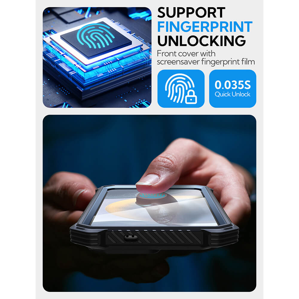 Supcase Samsung Galaxy S25 Plus Armorbox Magsafe Σκληρή Θήκη με Προστασία Οθόνης και Κάλυμμα Κάμερας / Stand - Metallic Blue