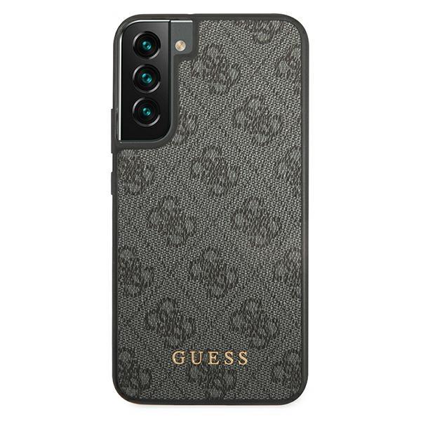 Guess Samsung Galaxy S22 - 4G Metal Gold Logo Σκληρή Θήκη με Επένδυση Συνθετικού Δέρματος - Grey - GUHCS22SG4GFGR