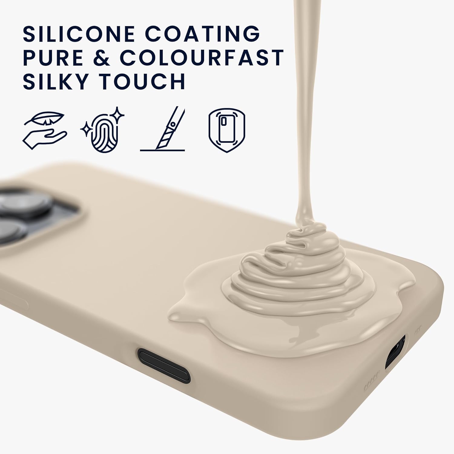 KW iPhone 16 Pro Max Θήκη Σιλικόνης Rubberized TPU - Cream