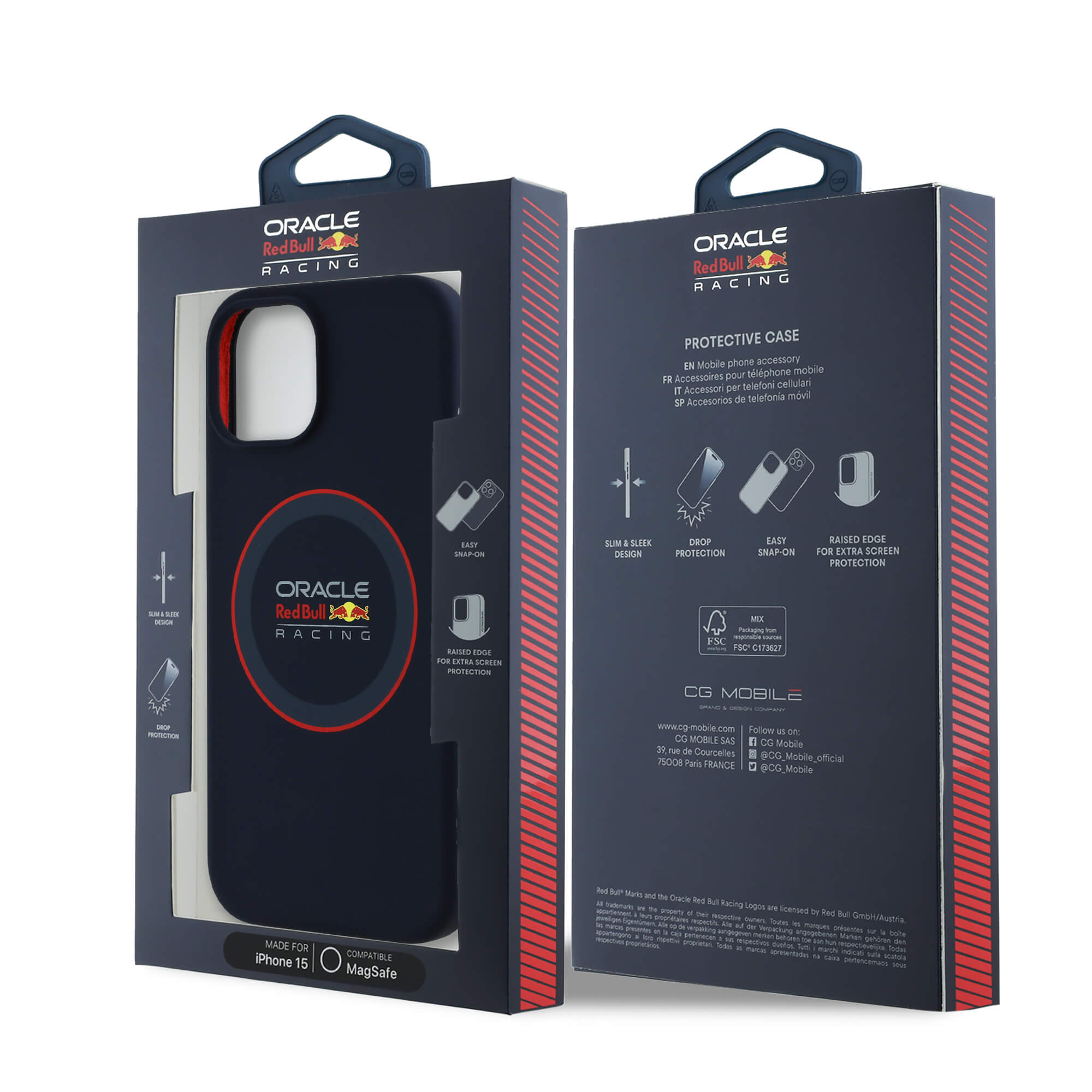 Red Bull iPhone 15 - Silicone Red Ring - MagSafe Σκληρή Θήκη με Πλαίσιο Σιλικόνης - Navy - RBHMP15S24SIILVR