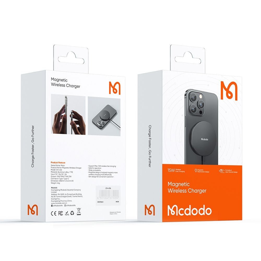Mcdodo Μαγνητικός Ασύρματος Φορτιστής MagSafe 15W - Moon Series - Black