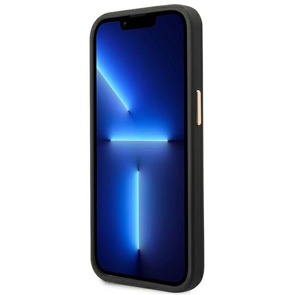 Guess iPhone 14 Pro Max 4G Logo Plate MagSafe Θήκη με Επένδυση Συνθετικού Δέρματος και MagSafe - Βlack - GUHMP14XU4GPRK