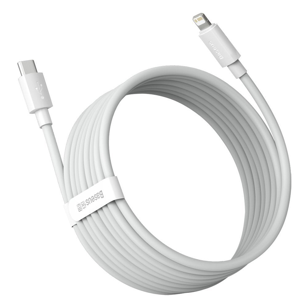 Baseus Simple Wisdom PD 20W - Καλώδιο Δεδομένων και Φόρτισης Type - C to Lightning 1,5M - 2 Τεμάχια - White - TZCATLZJ - 02