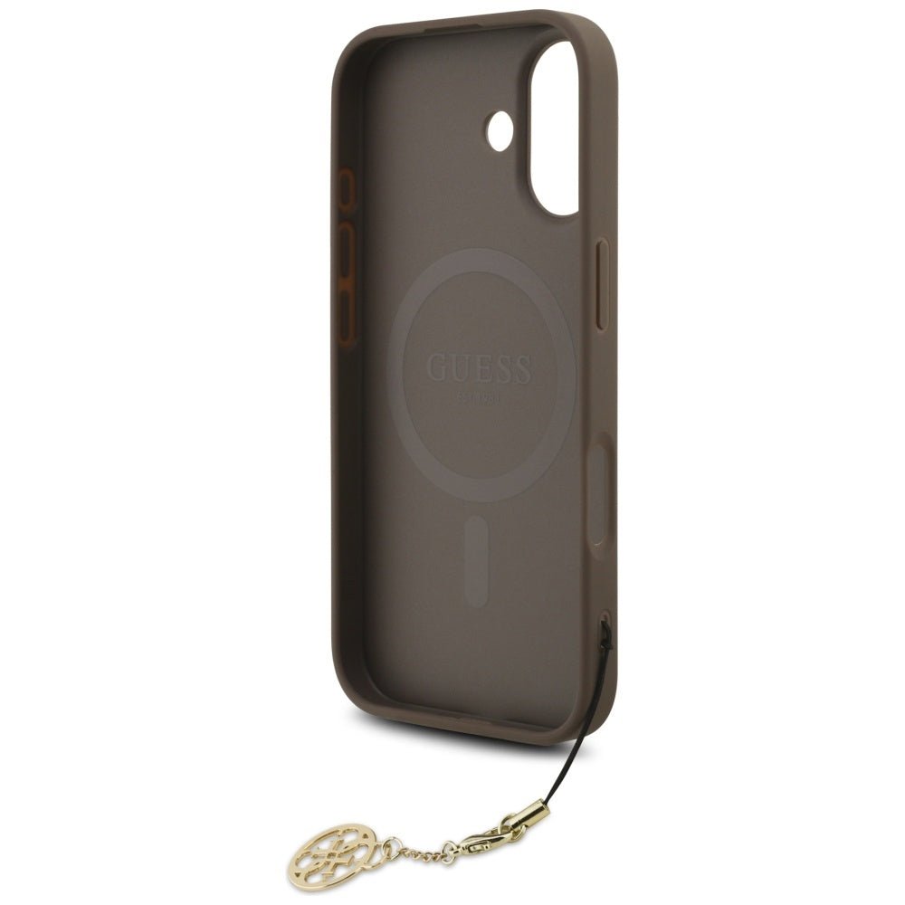 Guess iPhone 17 - 4G Charms Collection MagSafe - Θήκη με Επένδυση Συνθετικού Δέρματος - Brown - GUHMP17SGF4GCW