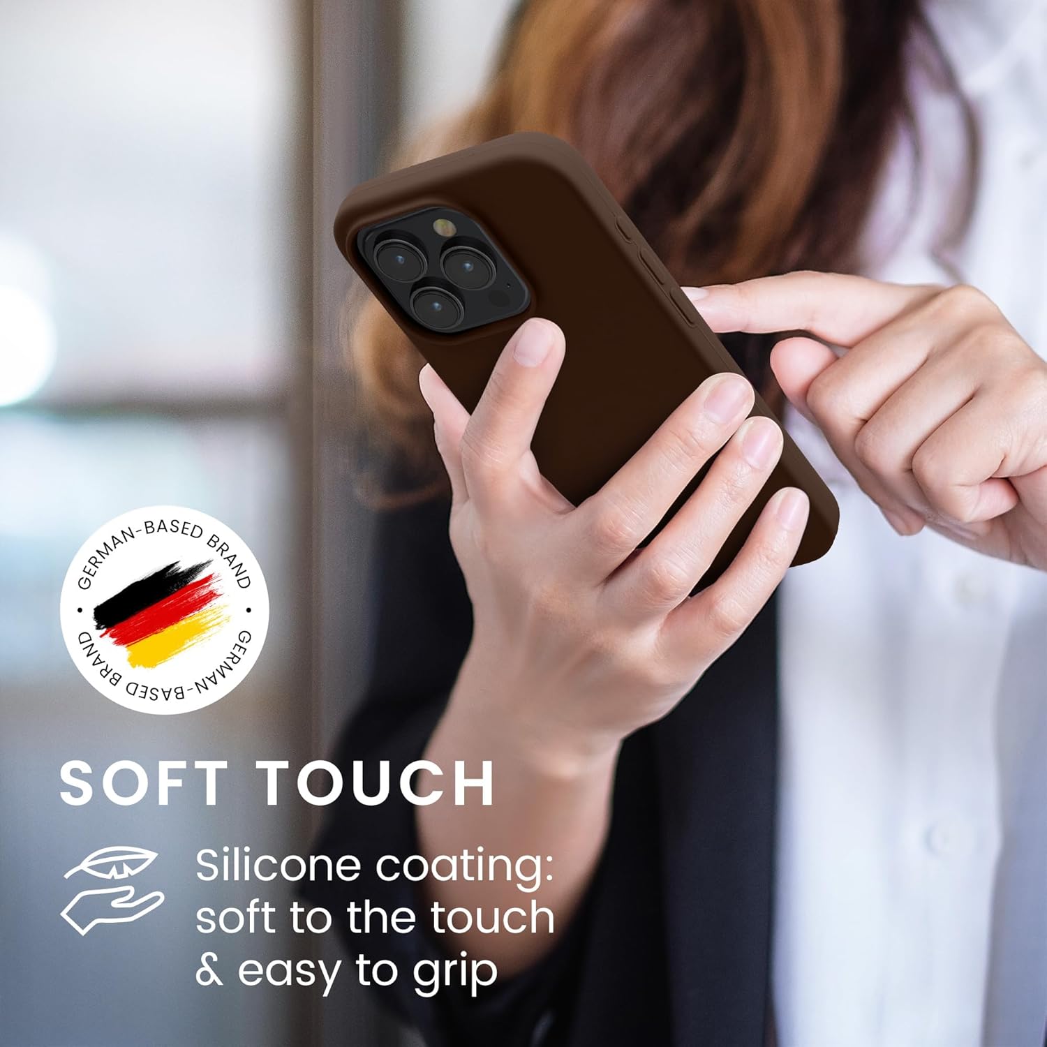 KW iPhone 15 Pro Θήκη Σιλικόνης Rubberized TPU - Chocolate