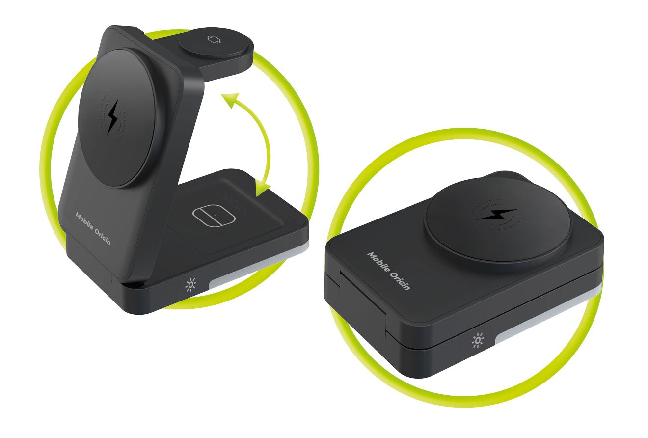 Mobile Origin - 3in1 Αναδιπλούμενος Ασύρματος MagSafe Φορτιστής - PW28 - Black