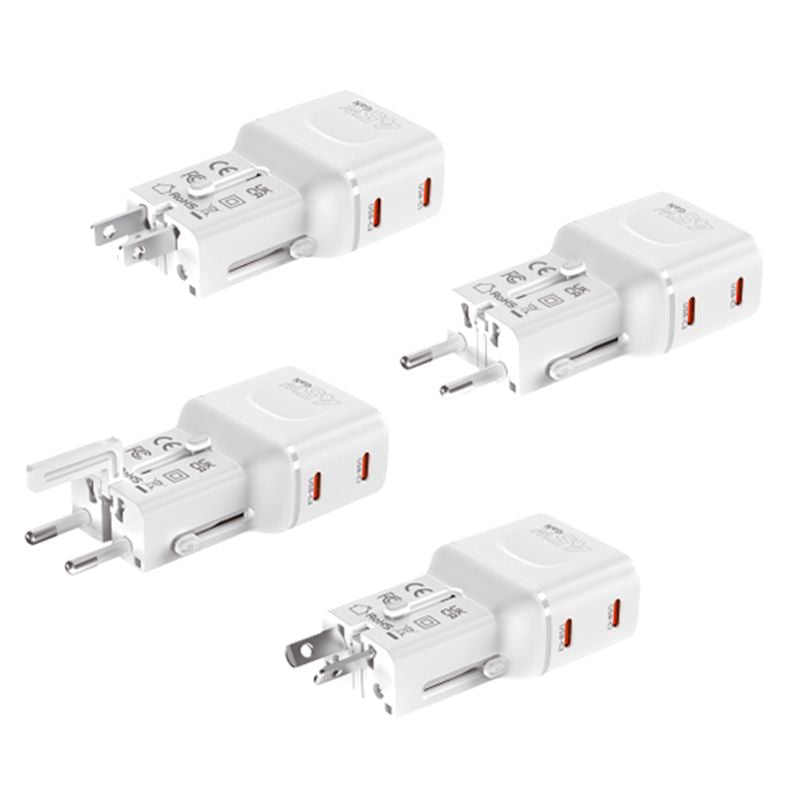 Mobile Origin Φορτιστής Ταξιδίου 2 Θυρών USB - C με Αντάπτορες Πρίζας EU/US/UK/AU - GaN 45W - Travel Adapter PW26 - White