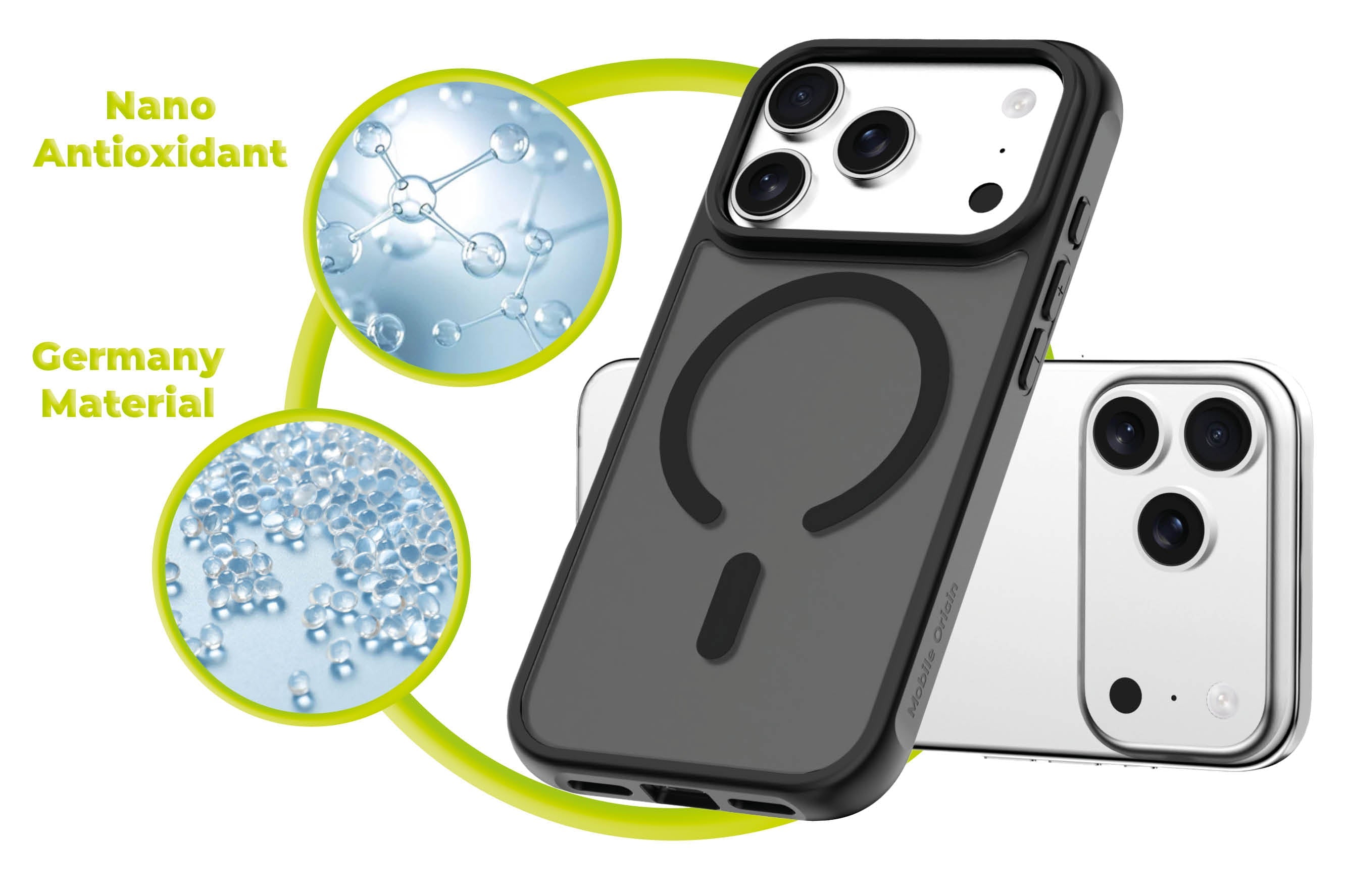 Mobile Origin iPhone 17 Pro - Σκληρή Θήκη με Πλαίσιο Σιλικόνης - Hybrid MagSafe - Matte Black