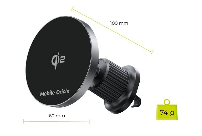 Mobile Origin Μαγνητική Βάση Αυτοκινήτου Αεραγωγού με Ασύρματη Φόρτιση MagSafe Qi2 15W - CA14 - Black