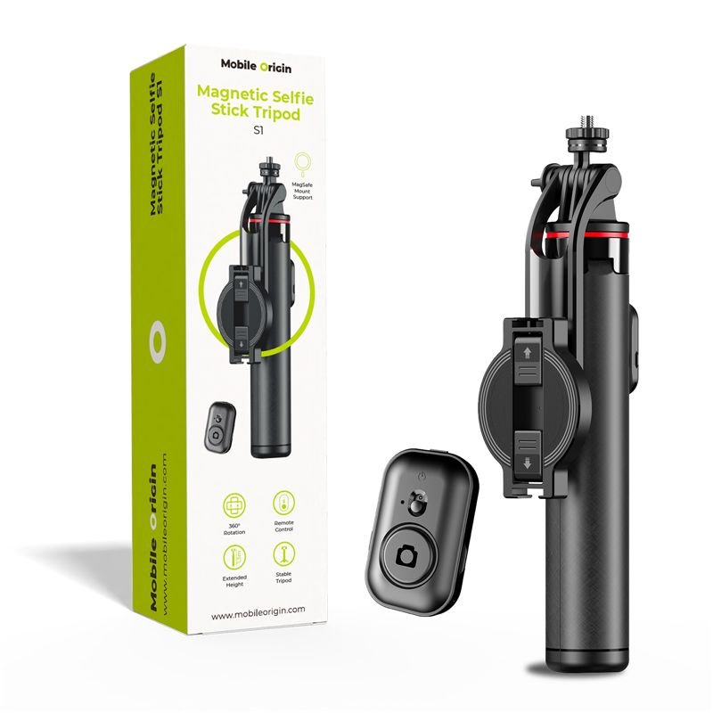 Mobile Origin - Ασύρματο MagSafe Selfie Stick με Τρίποδο και Bluetooth Τηλεχειριστήριο - S1 - Black
