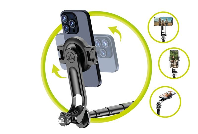 Mobile Origin - Ασύρματο MagSafe Selfie Stick με Τρίποδο και Bluetooth Τηλεχειριστήριο - S1 - Black