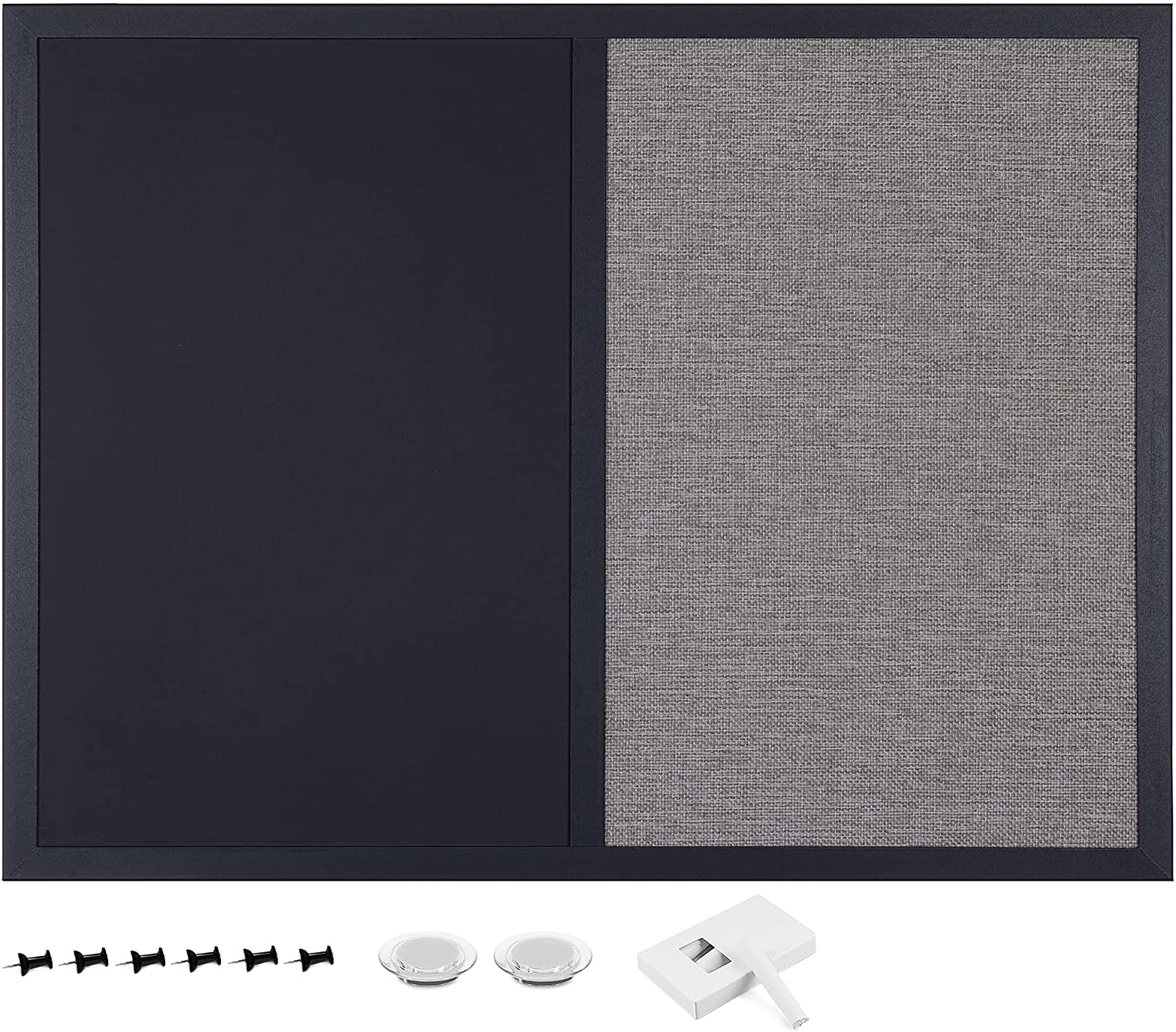 Navaris Combo Board with Chalk and Fabric Boards - Διπλός Πίνακας Ανακοινώσεων με Μαγνητικό Μαυροπίνακα και Πίνακα από Ύφασμα - Black / Beige - 51755.6.11