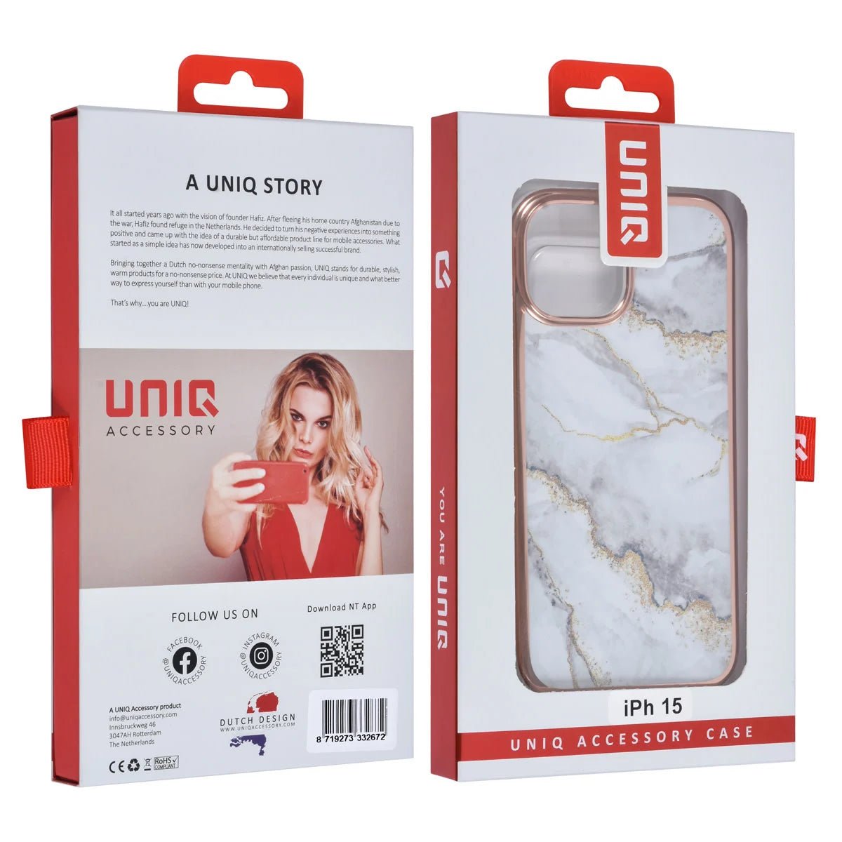 Tuniq iPhone 15 - Σκληρή Θήκη με Πλαίσιο Σιλικόνης - Σχέδιο Μάρμαρο - Γκρί