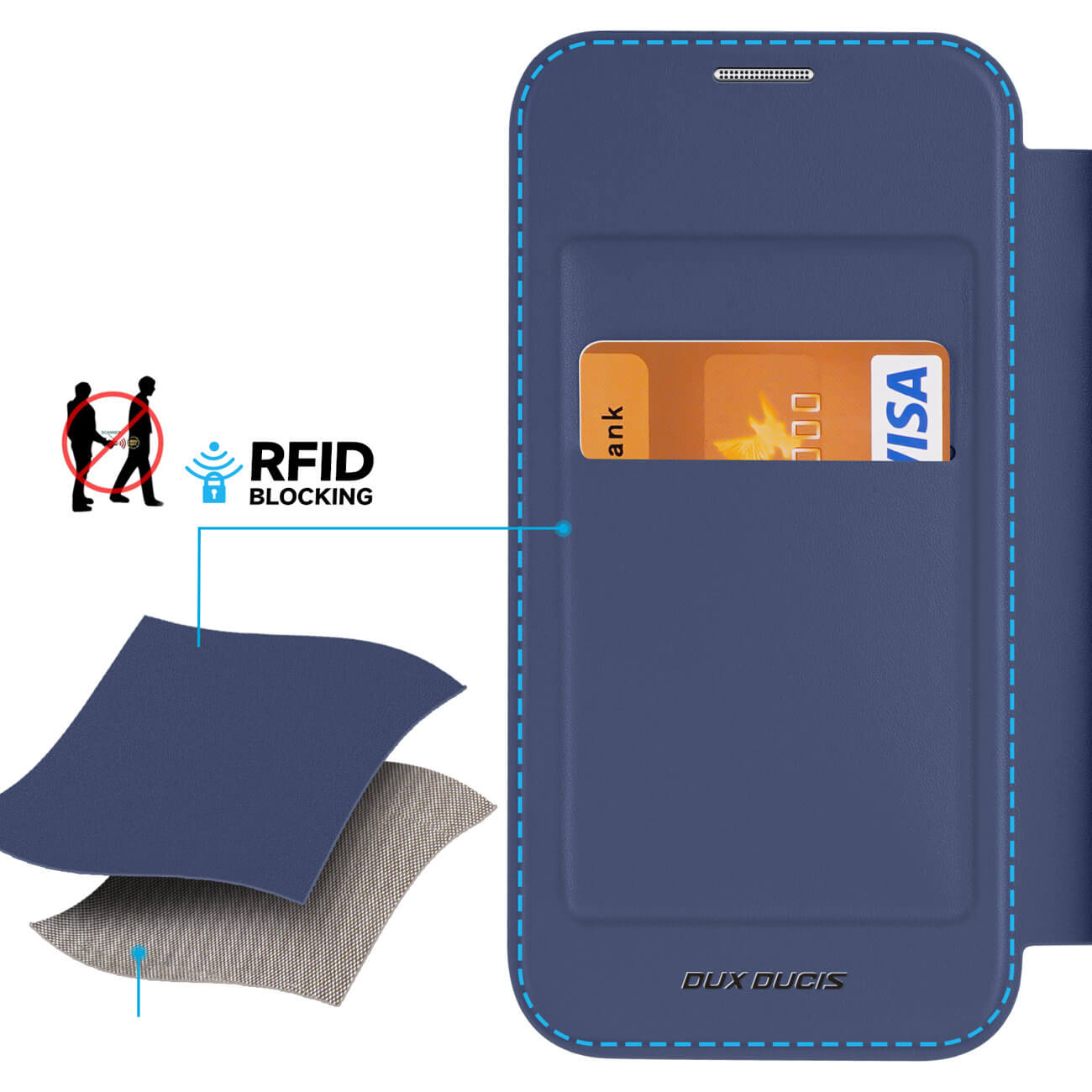 Dux Ducis iPhone 15 Skin X Pro Magnetic Flip Case Θήκη Βιβλίο με MagSafe - Blue