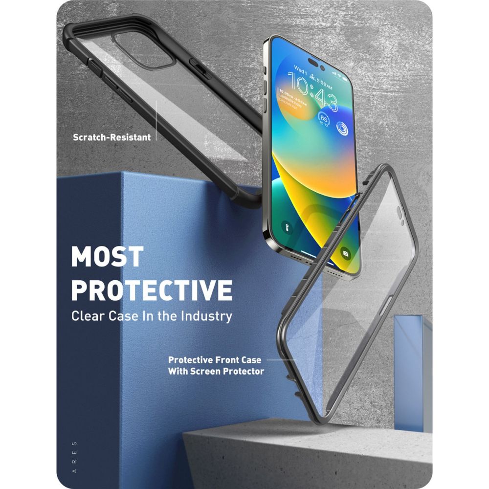 i - Blason iPhone 14 Pro Max Ares Σκληρή Θήκη με Πλαίσιο Σιλικόνης και Προστασία Οθόνης - Black