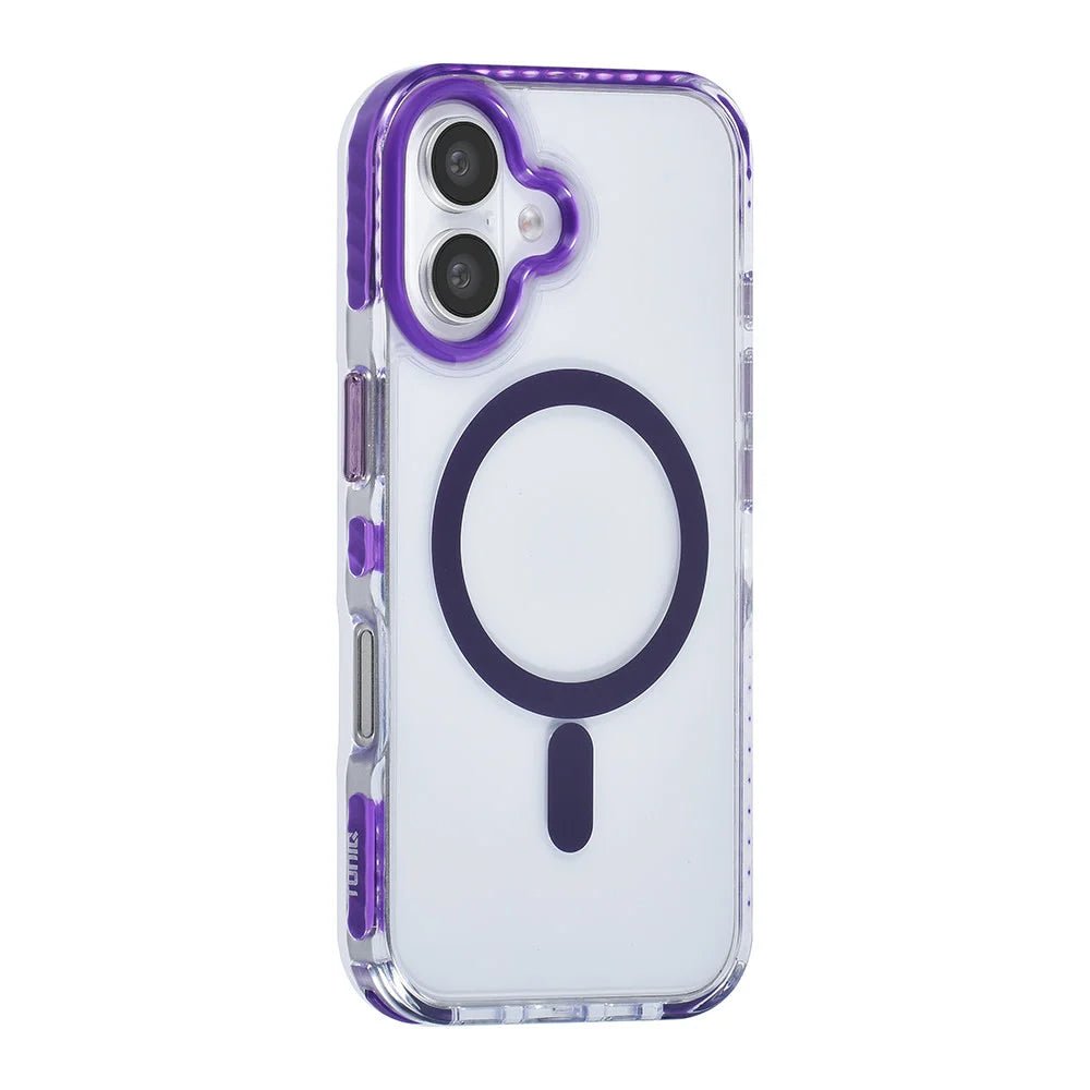 Tuniq iPhone 16 - MagSafe Σκληρή Θήκη με Πλαίσιο Σιλικόνης και Λουράκι - Διάφανη / Purple