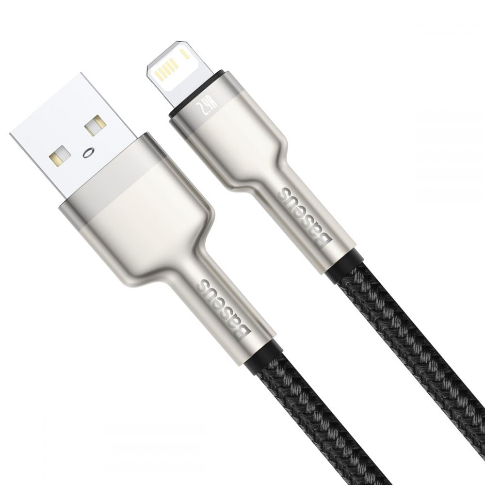Baseus Cafule Metal Cable Lightning 2.4A - Καλώδιο Δεδομένων και Φόρτισης Lightning 2M - Black / Gold - CALJK - B01
