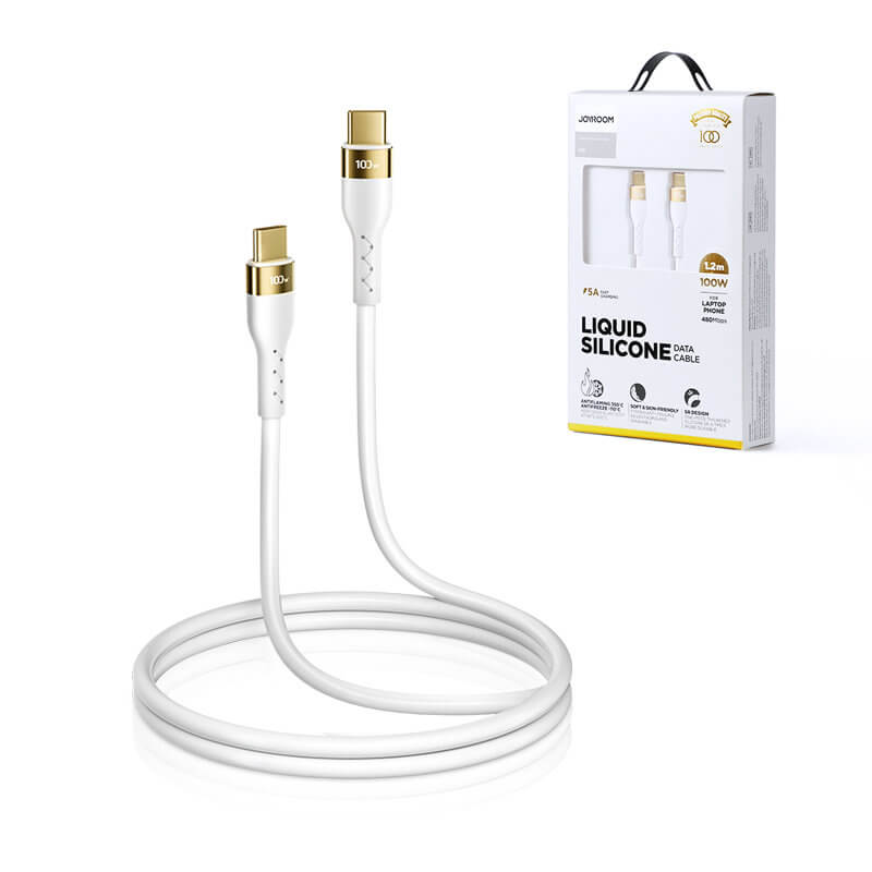 Joyroom Liquid Silicone S - 1250N18 - 10 100W - Καλώδιο Δεδομένων και Φόρτισης Type - C to Type - C 1.2M - White