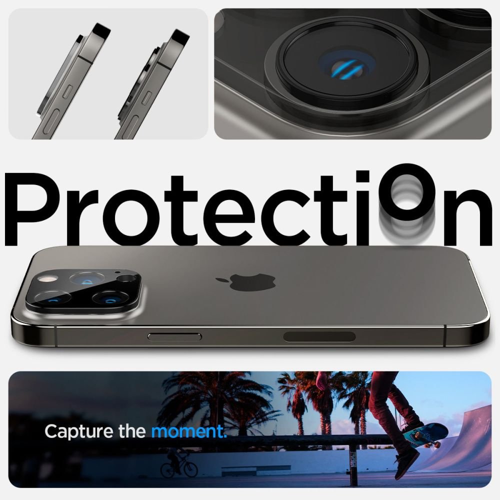 Spigen iPhone 14 Pro / 14 Pro Max / 15 Pro / 15 Pro Max / 16 Pro / 16 Pro Max Aparatu Optik.TR Αντιχαρακτικό Γυαλί για την Κάμερα - 2 Τεμάχια - Black