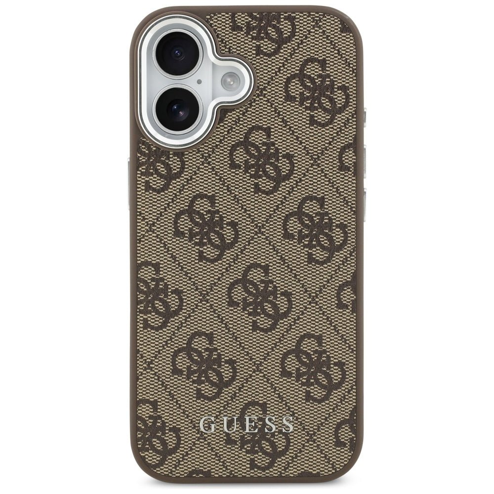 Guess iPhone 17 - 4G Classic Logo MagSafe - Σκληρή Θήκη με Πλαίσιο Σιλικόνης και Επένδυση Οικολογικού Δέρματος - Brown - GUHMP17SP4GSSMCW