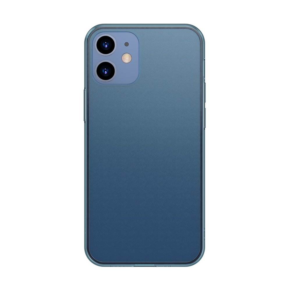 Baseus iPhone 12 / iPhone 12 Pro Frosted Glass Θήκη με Πλαίσιο Σιλικόνης και Όψη Γυαλιού Tempered Glass - Navy Blue - WIAPIPH61P - WS03