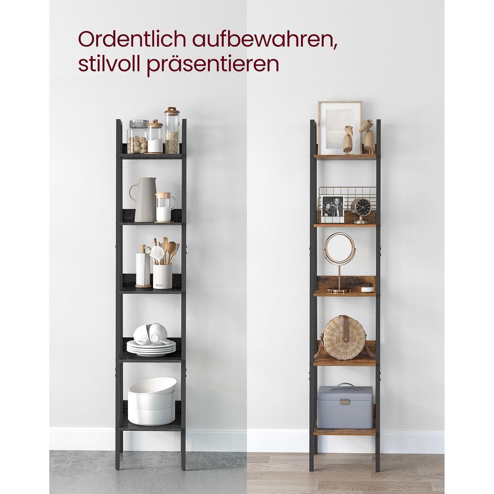 Vasagle Λεπτή Ραφιέρα με 5 Ράφια - 33,8 x 30 x 170 cm - ‎Black Wood Effect / Black - LLS109B56