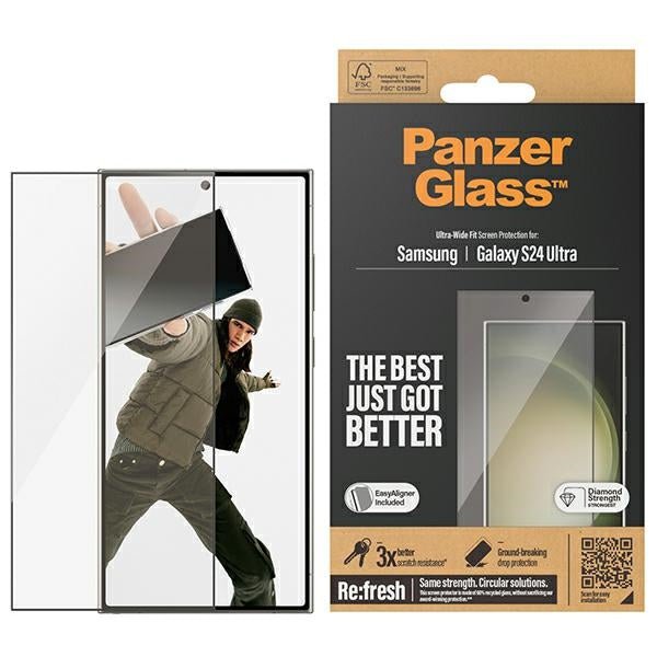 PanzerGlass Samsung Galaxy S24 Ultra - Ultra - Wide Fit Easy Aligner Case Friendly Αντιχαρακτικό Γυαλί Οθόνης - Διάφανο
