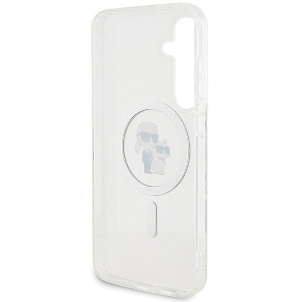 Karl Lagerfeld Samsung Galaxy S24 - IML Karl and Choupette MagSafe Σκληρή Θήκη με Πλαίσιο Σιλικόνης και MagSafe - Διάφανη - KLHMS24SHGKCNOT
