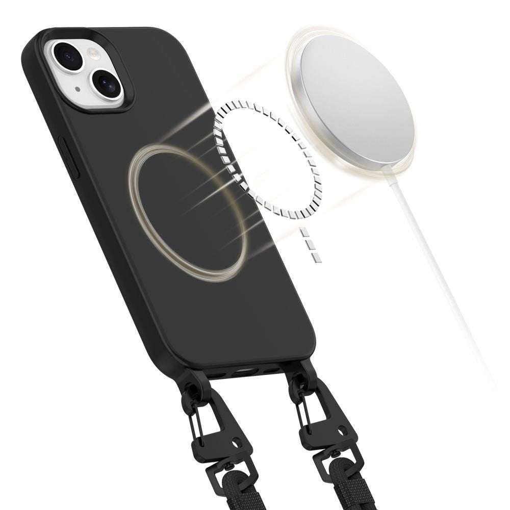 Tech - Protect iPhone 13 MagNecklace - MagSafe Θήκη Σιλικόνης TPU με Pυθμιζόμενο Αποσπώμενο Κορδόνι - Black