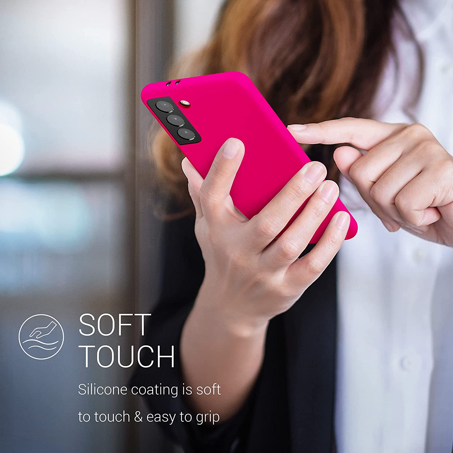 KW Samsung Galaxy S21 Θήκη Σιλικόνης Rubber TPU - Neon Pink - 54056.77