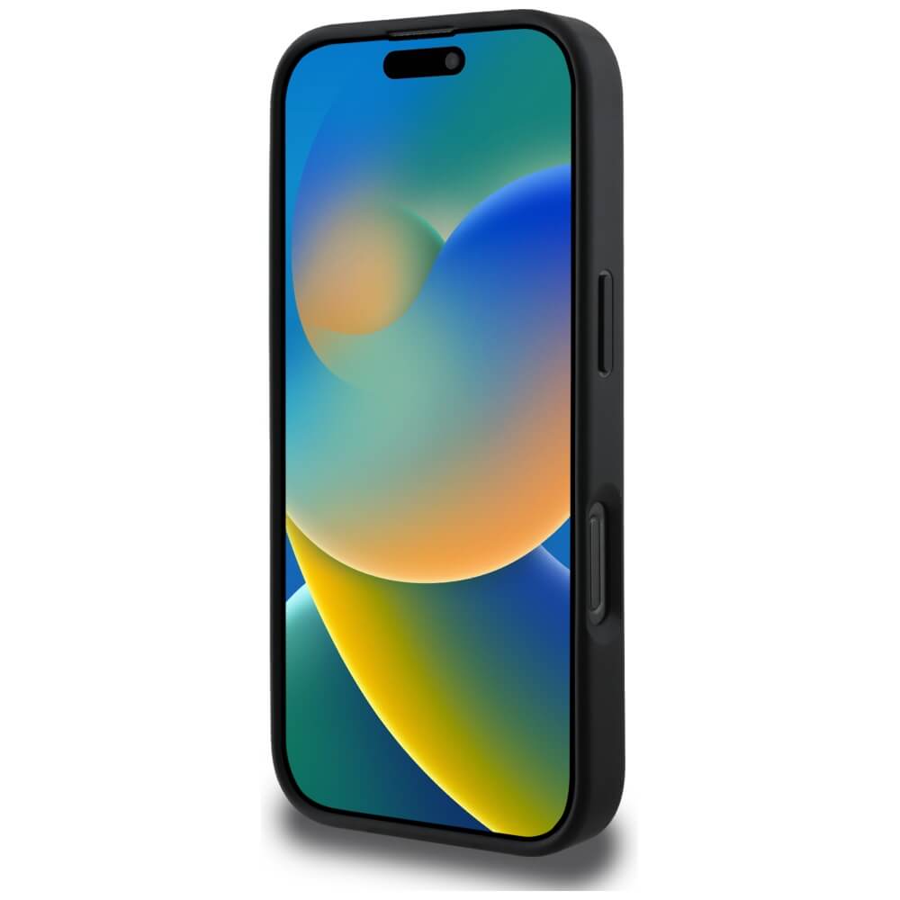 Guess iPhone 16 Pro - Grained Big 4G Logo Small Classic Logo - Σκληρή Θήκη με Επένδυση από Οικολογικό Δέρμα - Black - GUHCP16LPGT4MBK