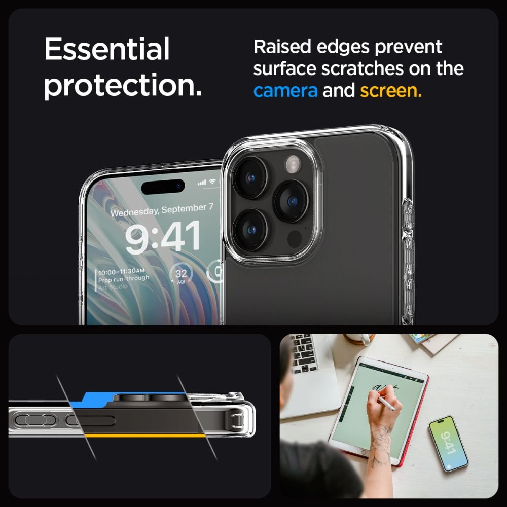 Spigen iPhone 15 Pro Ultra Hybrid Σκληρή Θήκη με Πλαίσιο Σιλικόνης - Frost Clear