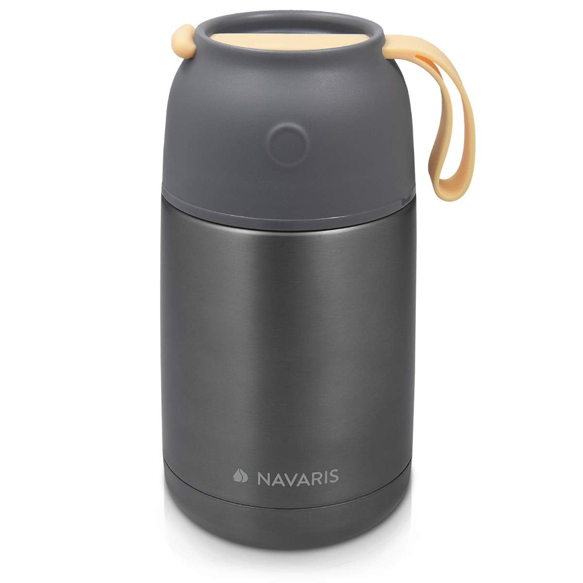 Navaris Vacuum Insulated Food Jar Θερμός από Ανοξείδωτο Ατσάλι με Καπάκι - Δοχείο Για Φαγητό - 650ml - Dark Gray - 47325.2.19
