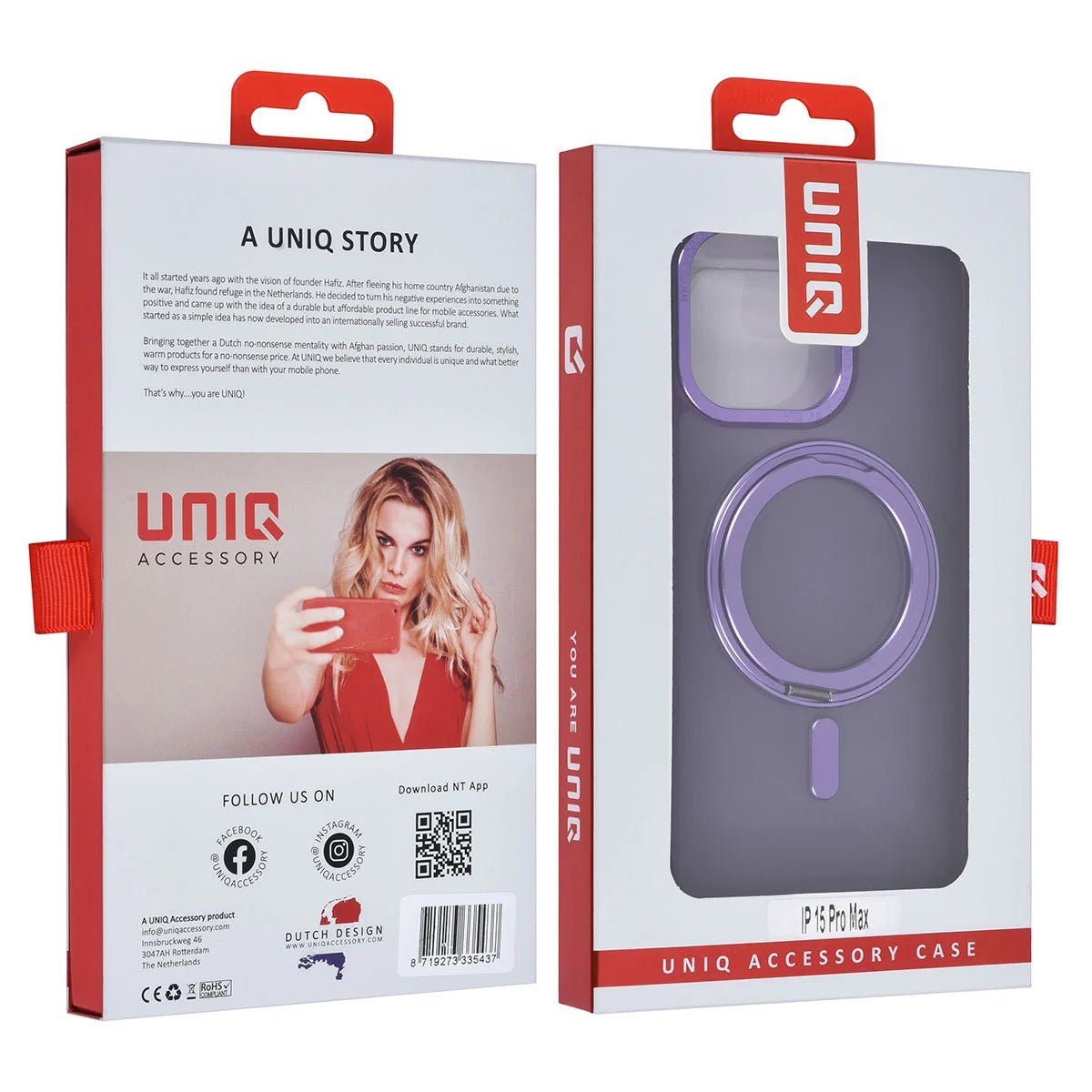 Tuniq iPhone 15 Pro Max - Σκληρή MagSafe Θήκη με Περιστρεφόμενο Δαχτυλίδι Συγκράτησης - Μοβ