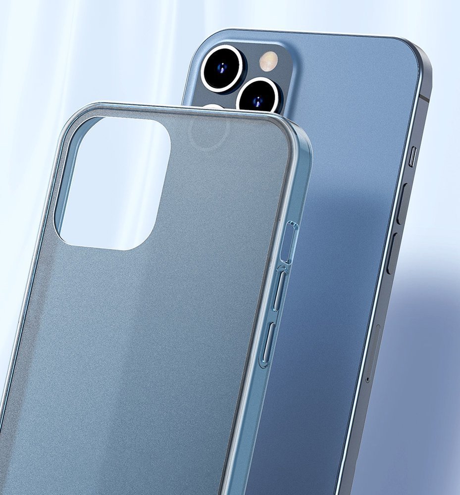 Baseus iPhone 12 / iPhone 12 Pro Frosted Glass Θήκη με Πλαίσιο Σιλικόνης και Όψη Γυαλιού Tempered Glass - Navy Blue - WIAPIPH61P - WS03