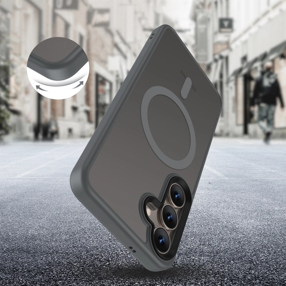 Tech - Protect Samsung Galaxy S25 MagMat Σκληρή Θήκη με Πλαίσιο Σιλικόνης και MagSafe - Matte Titanium / Ημιδιάφανη