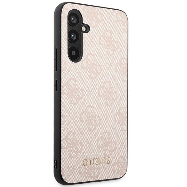 Guess Samsung Galaxy A54 5G - Collection 4G Metal Gold Logo Σκληρή Θήκη με Επένδυση Συνθετικού Δέρματος - Pink - GUHCSA54G4GFPI
