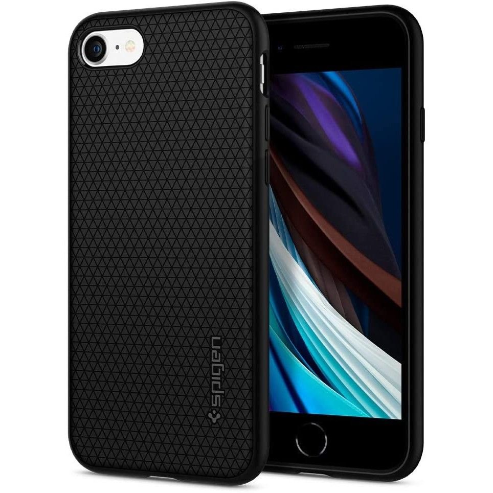 Spigen iPhone SE 2022 / SE 2020 / 7 / 8 Liquid Air Θήκη Σιλικόνης - Matte Black