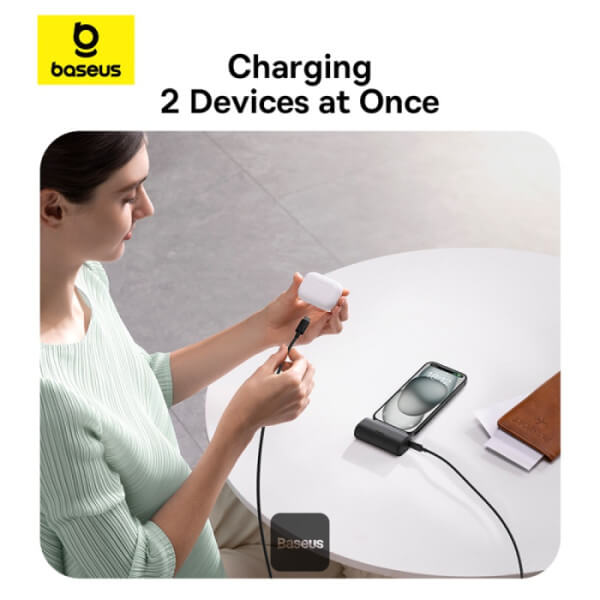 Baseus Compact Series Type - C - PowerBank 5000mAh 20W με Καλώδιο Type - C to Type - C - Black - P10068306113 - 00