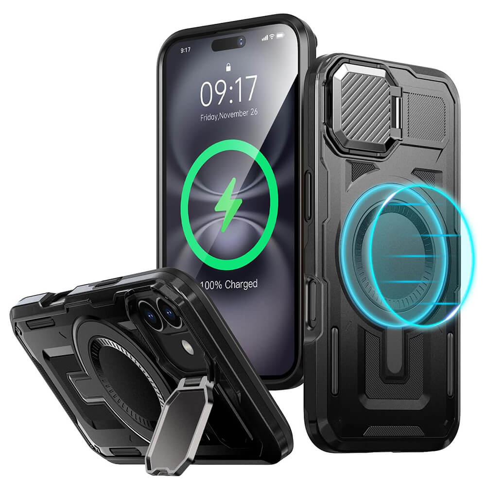 Techsuit iPhone 16 CamVault MagSafe Σκληρή Θήκη με Πλαίσιο Σιλικόνης - Black