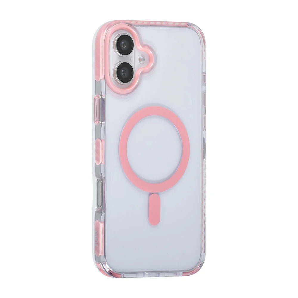 Tuniq iPhone 16 Plus - MagSafe Σκληρή Θήκη με Πλαίσιο Σιλικόνης και Λουράκι - Διάφανη / Pink