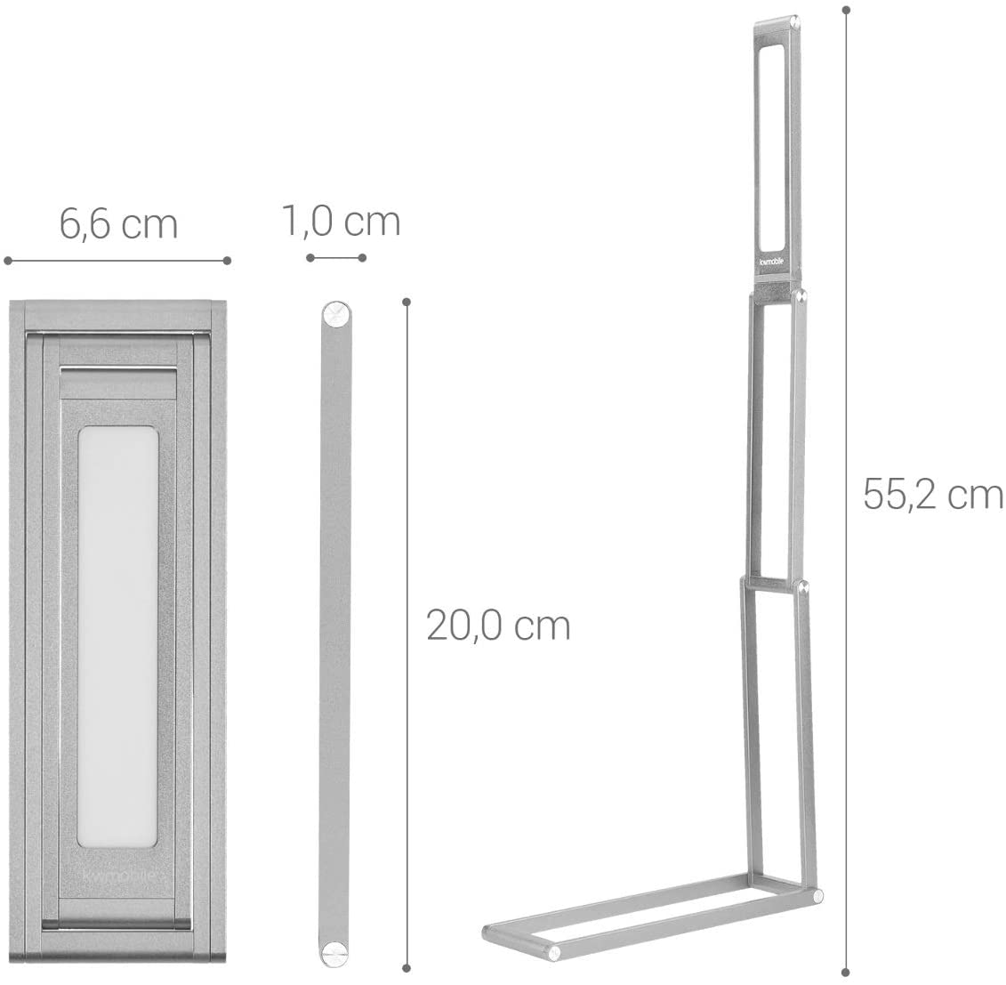 KW LED Folding Desk Lamp Επαναφορτιζόμενο Αναδιπλούμενο Μεταλλικό Φωτιστικό με καλώδιο Micro USB - Silver - 45535.35