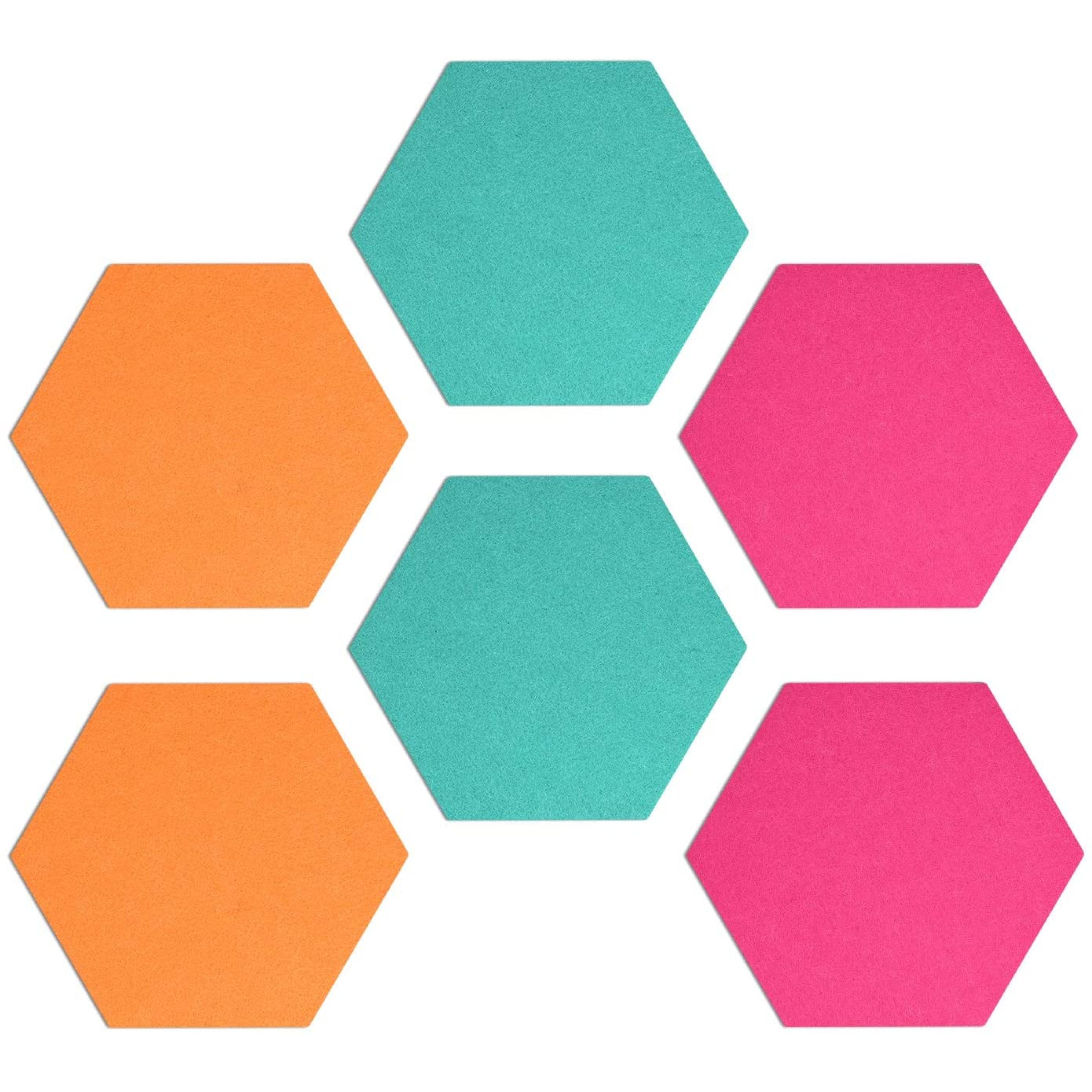 Navaris Hexagon Felt Memo Boards - Σετ με 6 Πλαίσια Ανακοινώσεων και Πινέζες - Turquoise - Orange - Pink - 46230.03