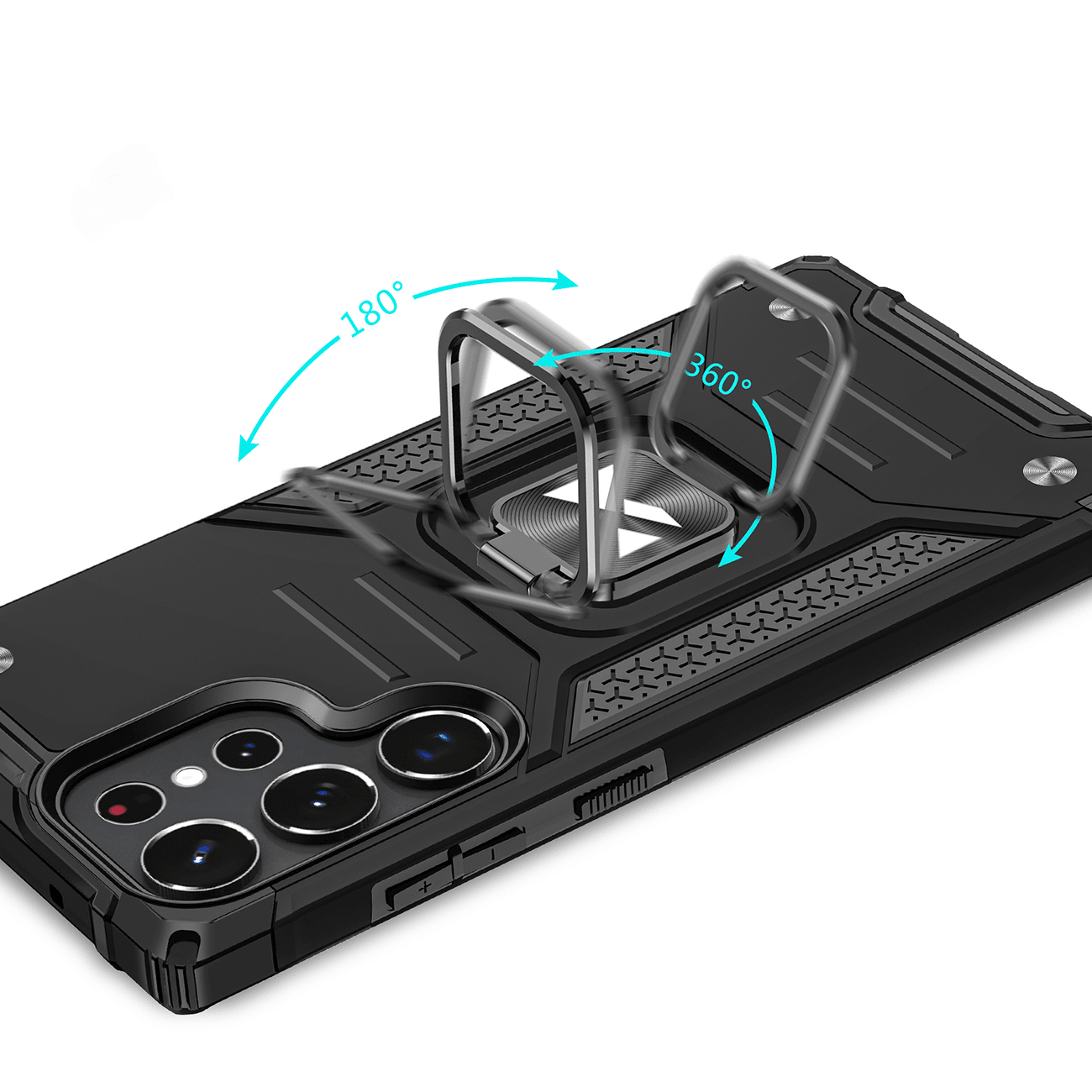 Wozinsky Samsung Galaxy S23 Ultra Ring Armor Σκληρή Θήκη με Πλαίσιο Σιλικόνης και Δαχτυλίδι Συγκράτησης - Black