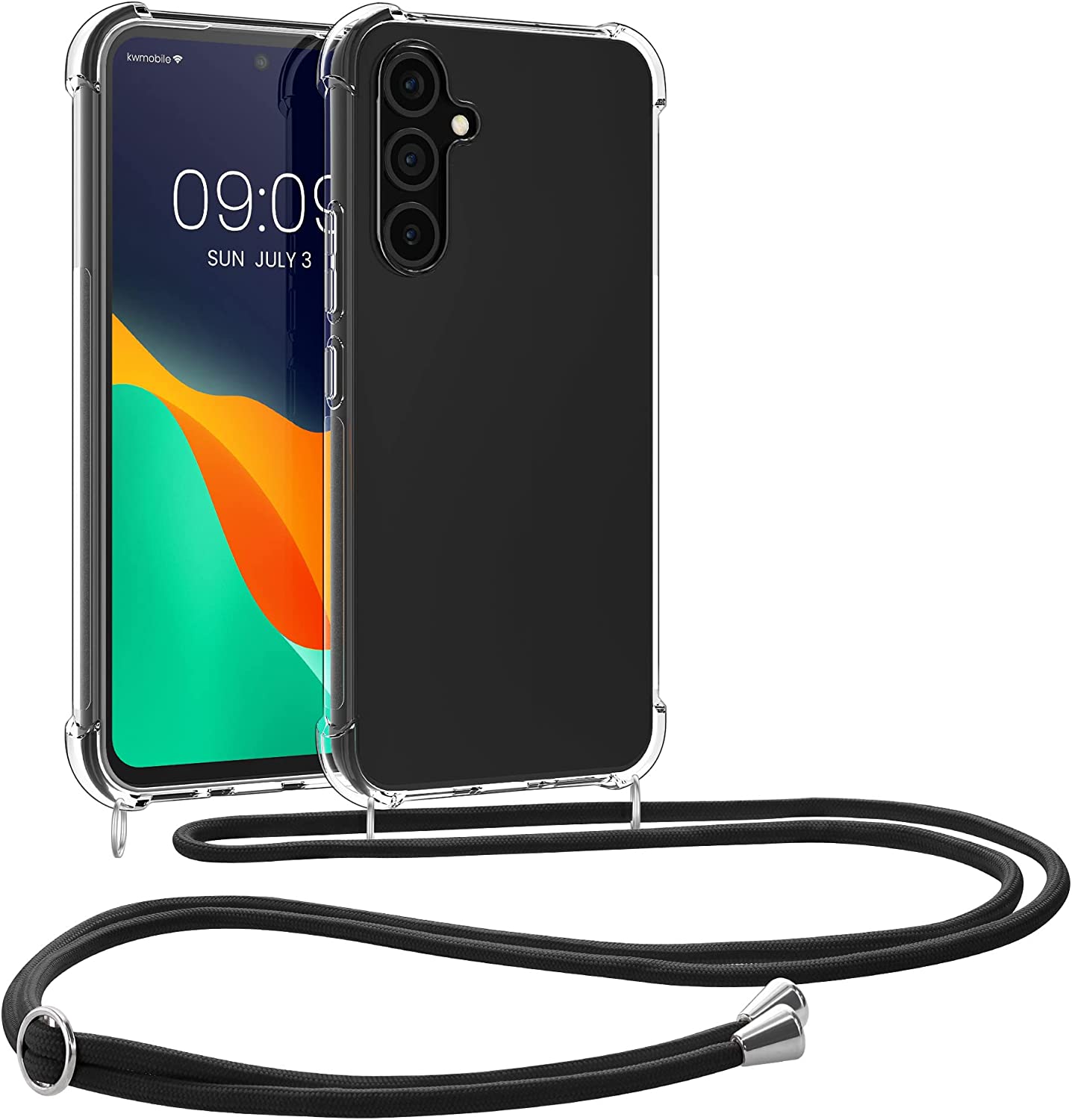 KW Samsung Galaxy A54 5G Θήκη Σιλικόνης TPU με Λουράκι - Διάφανη / Black - 60803.01