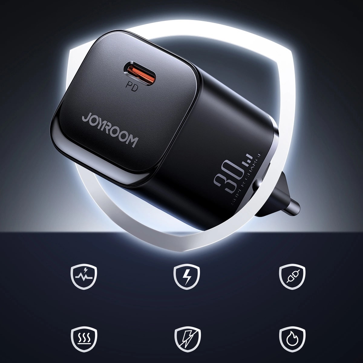 Joyroom Speed Series Οικιακός Φορτιστής Γρήγορης Φόρτισης με Θύρα Type - C PD 30W - Black - JR - TCF07EU
