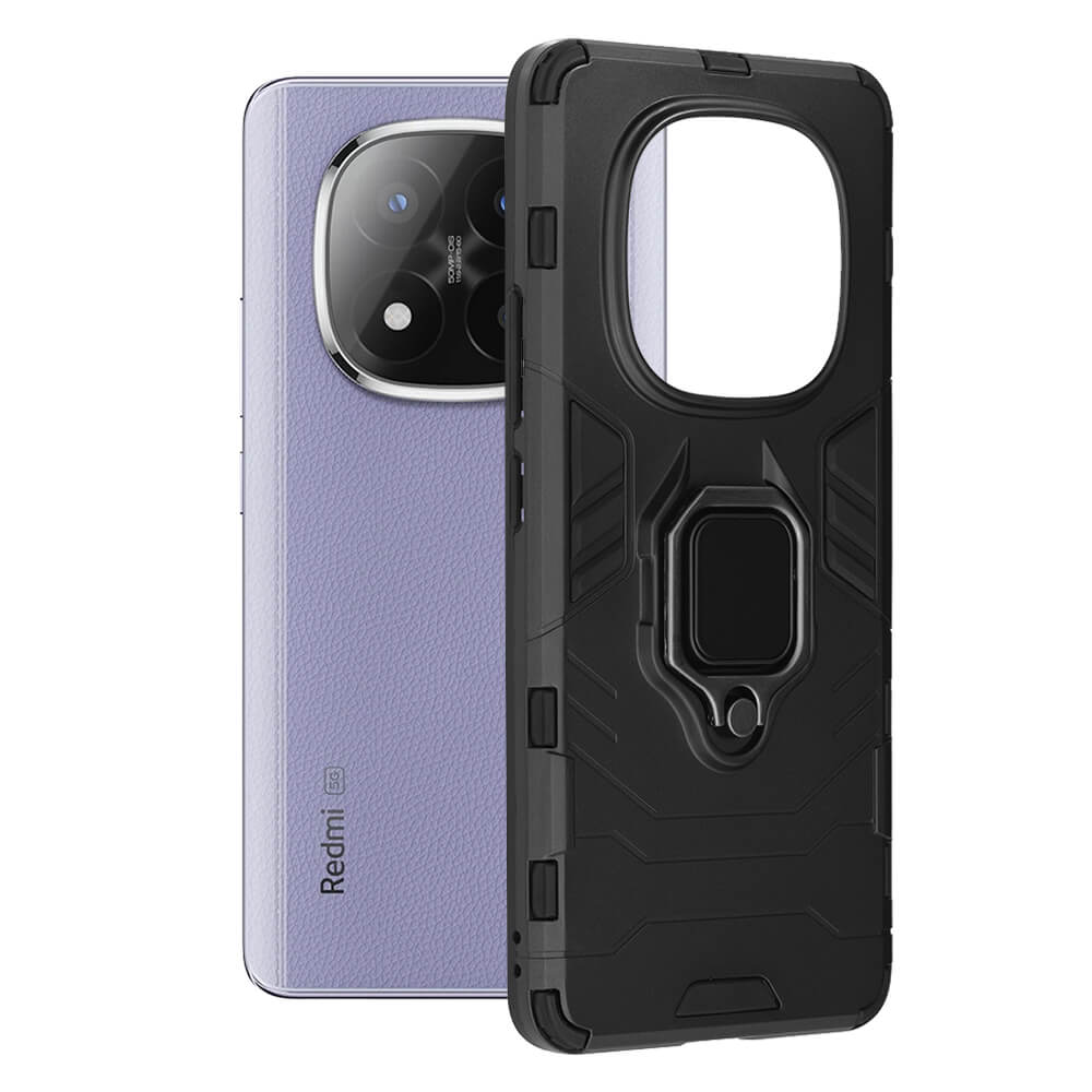 Techsuit Xiaomi Redmi Note 14 Pro+ 5G - Silicone Shield - Σκληρή Θήκη με Δαχτυλίδι Συγκράτησης - Black