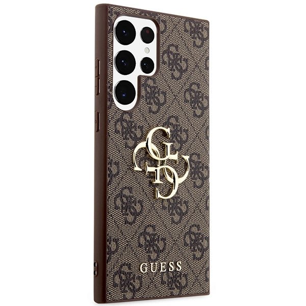 Guess Samsung Galaxy S24 Ultra - 4G Big Metal Logo Θήκη με Επένδυση Συνθετικού Δέρματος - Brown - GUHCS24L4GMGBR