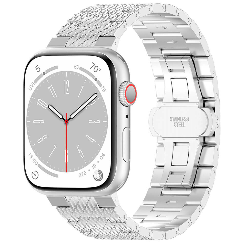 Techsuit Λουράκι Apple Watch 2/3/4/5/6/7/8/9/10/11 - SE (1/2/3) - 38/40/41/42mm Watchband από Ανοξείδωτο Ατσάλι W052 - Silver