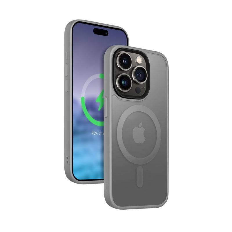 Crong iPhone 15 Pro Max Hybrid Frost Mag - Σκληρή Θήκη με Πλαίσιο Σιλικόνης και MagSafe - Grey
